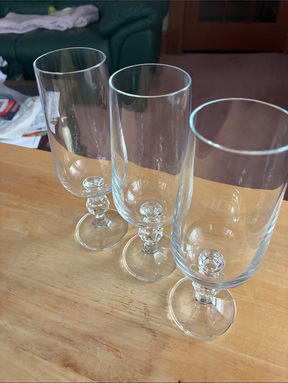 Clear Glass Stemmed Beer Glasses - Set of 3